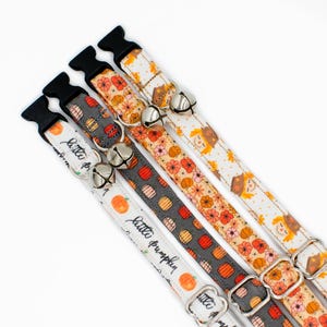 Fall Cat Collar: Pumpkin, Scarecrow, Autumn Prints- Breakaway or Non-Breakaway Buckle- Puppy, XSmall Dog
