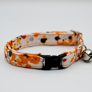 Halloween Cat Collar: Eyeballs, Moon & Stars, Paint Splatter, Grafitti -Breakaway or Non-Breakaway Buckle-Puppy-XSmall Dog Paint Splatter