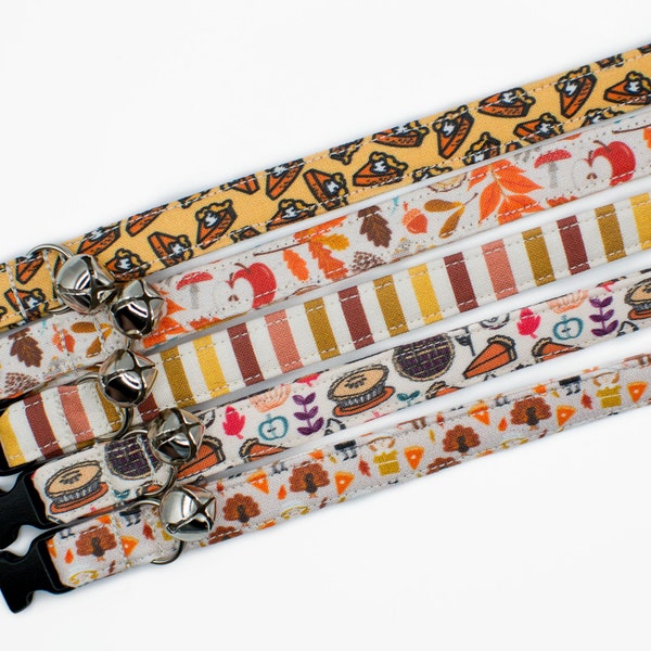 Thanksgiving Collar- Fall Cat Collar- Autumn Cat Collar- Pumpkin Pie Collar- Turkey Cat Collar- Pilgram Cat Collar- Fall Kitten Collar