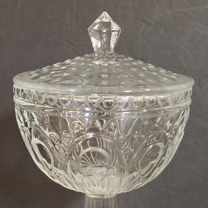 Clear Glass Pedistal Candy Bon Bon Dish With Lid