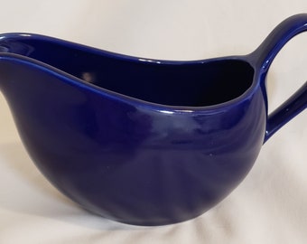 Colbalt Blue Ceramic Gravy Boat with handle