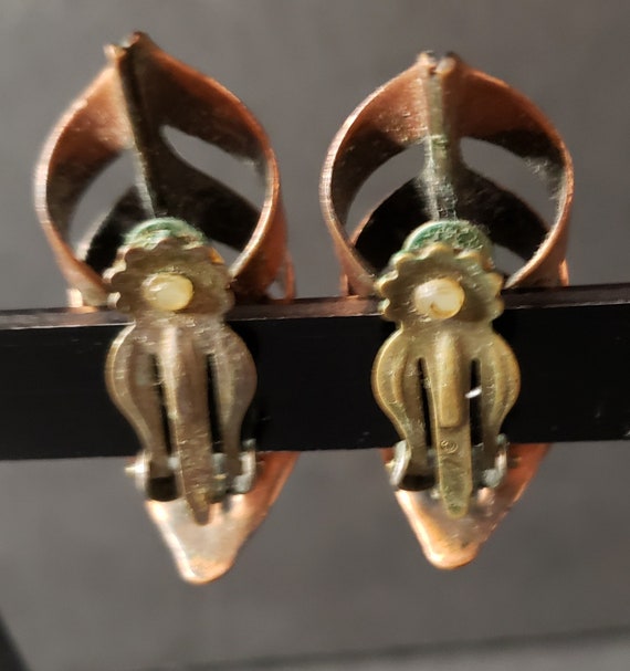 Renoir Copper Flame Clip on Earrings 1950s - image 2