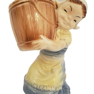 Royal Copley Pottery Little Dutch Girl planter figurine carrying a water bucket