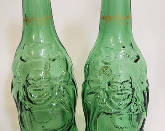 Lucky Buddha Beer bottles set of 2 Green empty