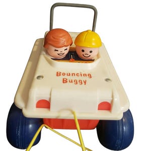 Vintage 1974-79 Fisher Price Bouncing Buggy #122 Pull Toy