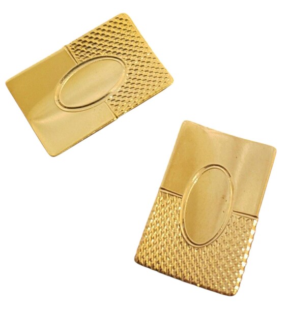 Gold toned rectangle cufflinks - image 1