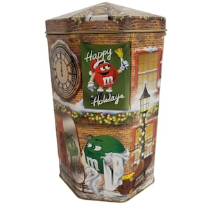 M&Ms Street Players Candy Tin Candy M and M Candy Container MM Xmas Tin Collectible Canister Mars Inc Year 2000