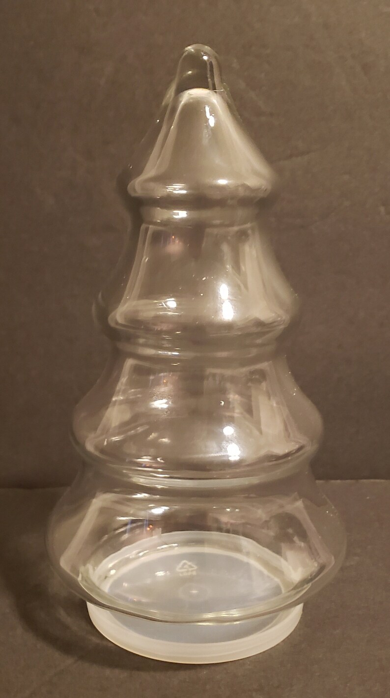 Clear Glass 7.5 Christmas Tree Candy Jar Holder With Plastic Lid Etsy
