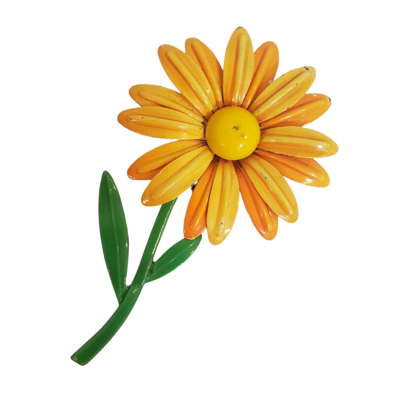 Loose Brooch in Orange and Green