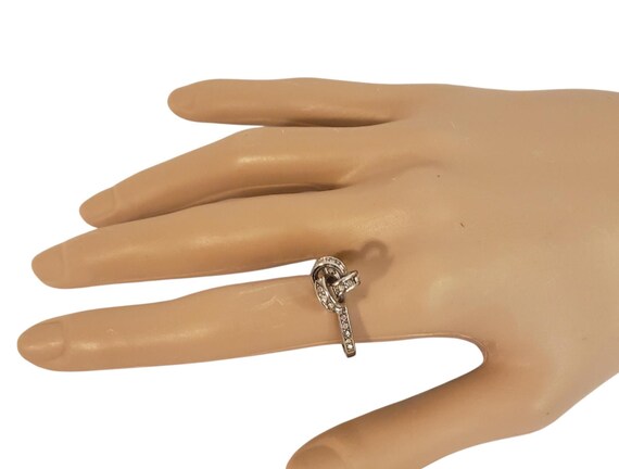 Silver-toned clear crystal knot ring, Love knot, infinity knot SZ 9