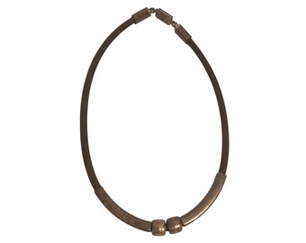Mexiko 925 Silber markiert auf Kunstleder schwarze Kordel Choker Halskette