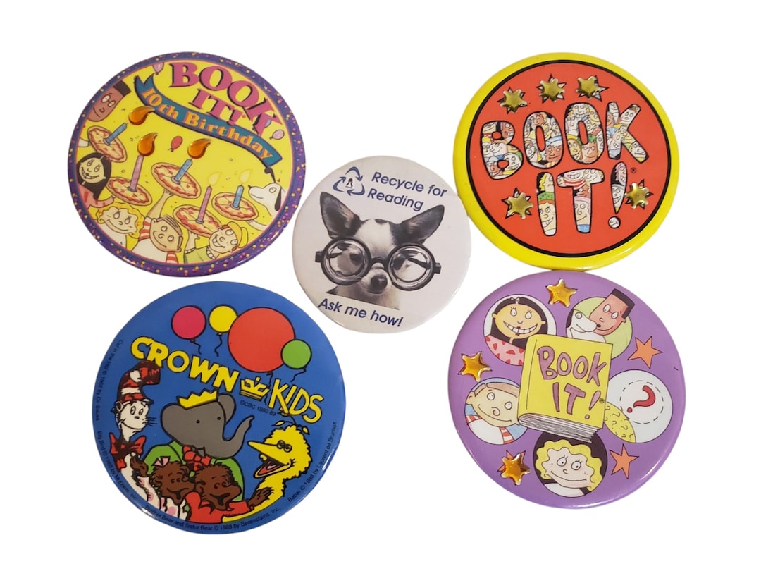 Set of 5 Book Reading Related Pins Buttons - Etsy
