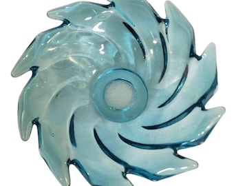 Cuenco de cristal azul para baratijas o cenicero con bordes puntiagudos de 7 pulgadas.