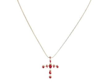 Collar con cruz roja One Love de Brighton en tono plateado