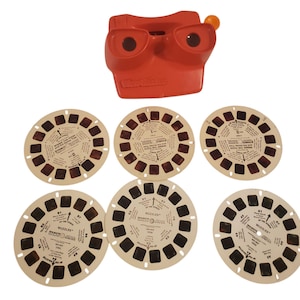 Red and Orange View Master Image Viewer View Finder Viewmaster with 6 Discs Reels Winnie the Pooh and The Wuzzles