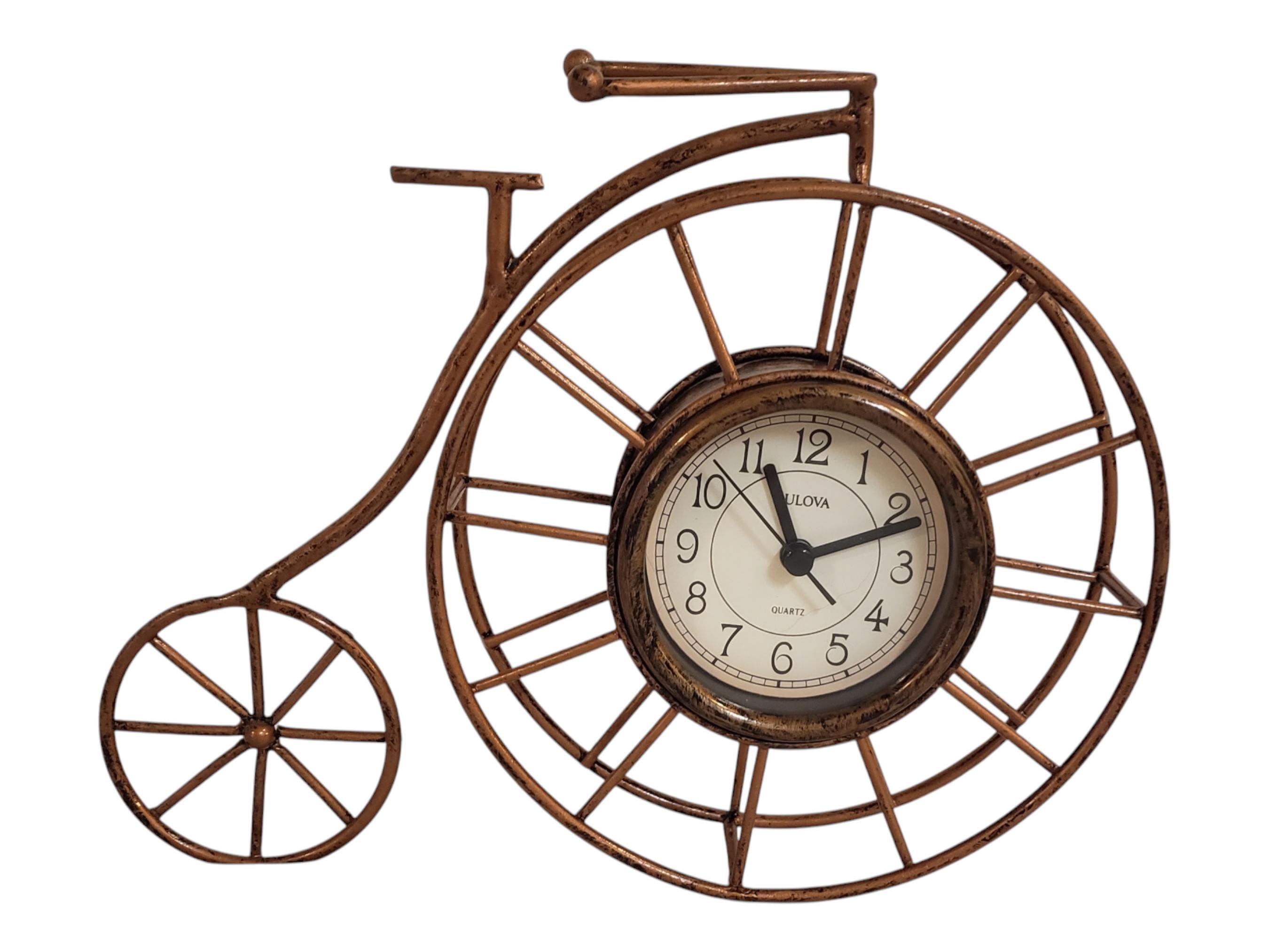 Bulova Quartz Bronze Big Bike mantelklok met ronde wijzerplaat