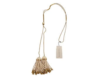 Talbots Quaste Lariat Halskette Weiß und gold getönten Kette