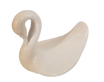 Porta-toalhas de mão em forma de cisne de cerâmica branca para banheiro