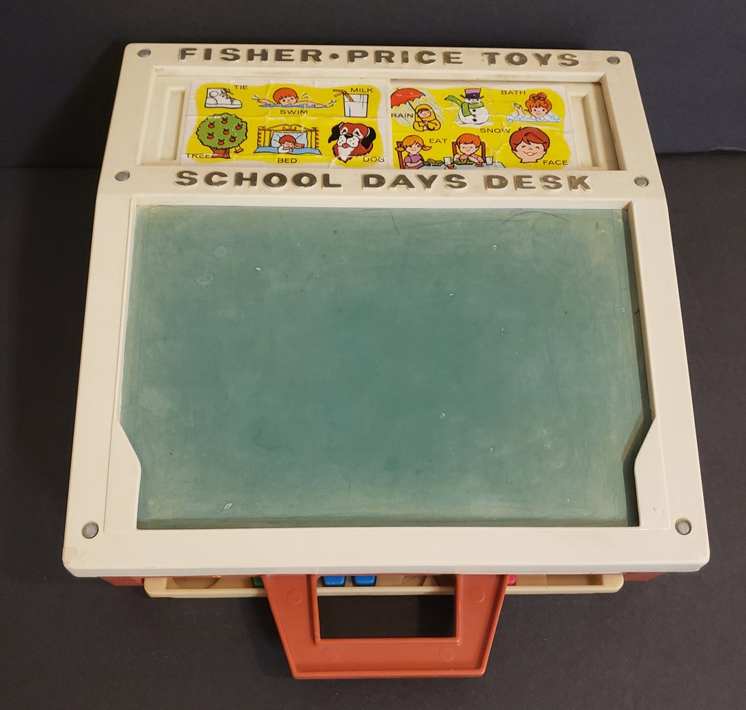 Vintage 1972 Fisher Price School Days Desk With Letters and