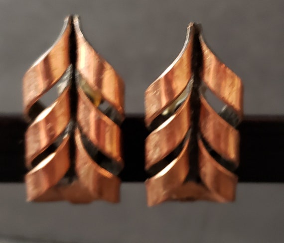 Renoir Copper Flame Clip on Earrings 1950s - image 1