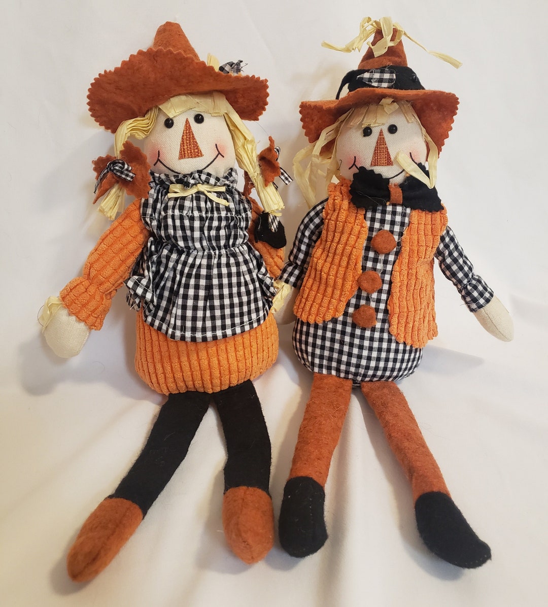 Boy and Girl Scarecrow Boy and Girl Plush Couple Fall Decor Etsy