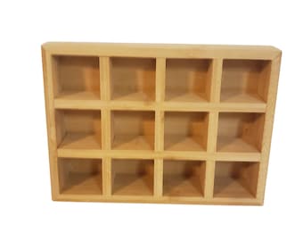 Wooden Shadow Display Box with small divided compartment openings