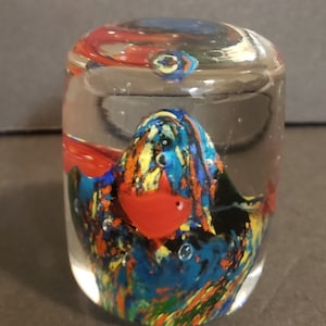 Colorful glass paperweight Red Blue Yellow