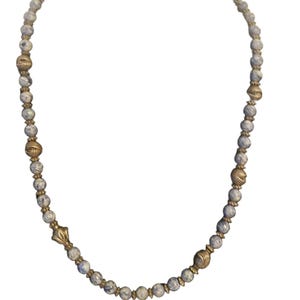 Multi-colored beaded necklace Blue silver toned 24"