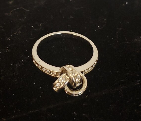 Silver-toned clear crystal knot ring, Love knot, infinity knot SZ 9 View 3