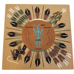8&quot; Pollen Boy of The Sun Navajo Healing Sand Painting American Indian Art