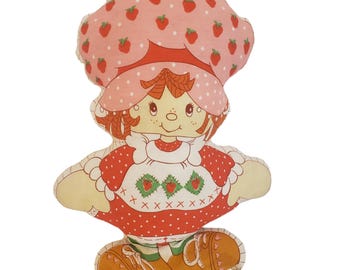 Vintage jaren 80 Strawberry Shortcake pluche figuurkussen 19"
