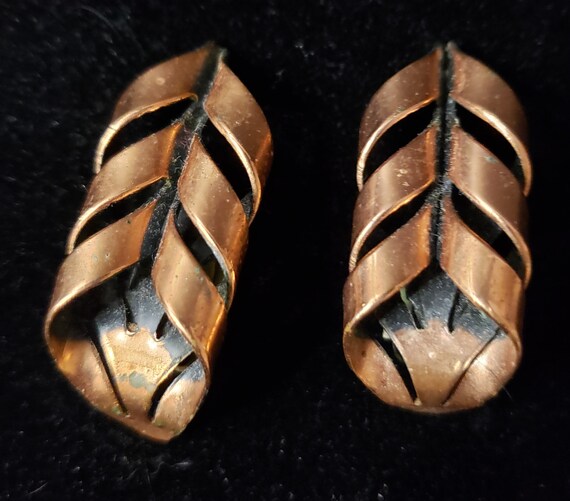 Renoir Copper Flame Clip on Earrings 1950s - image 3