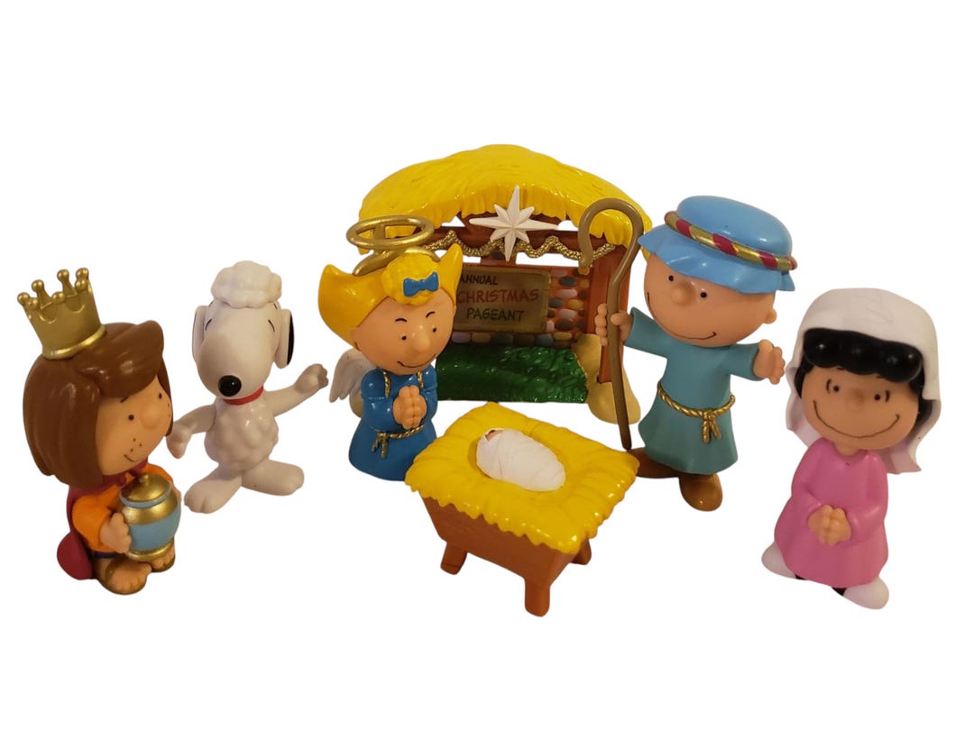 Peanuts Charlie Brown Nativity Lucy Peppermint Patty Sally Snoopy 7pc Christmas Pageant ...