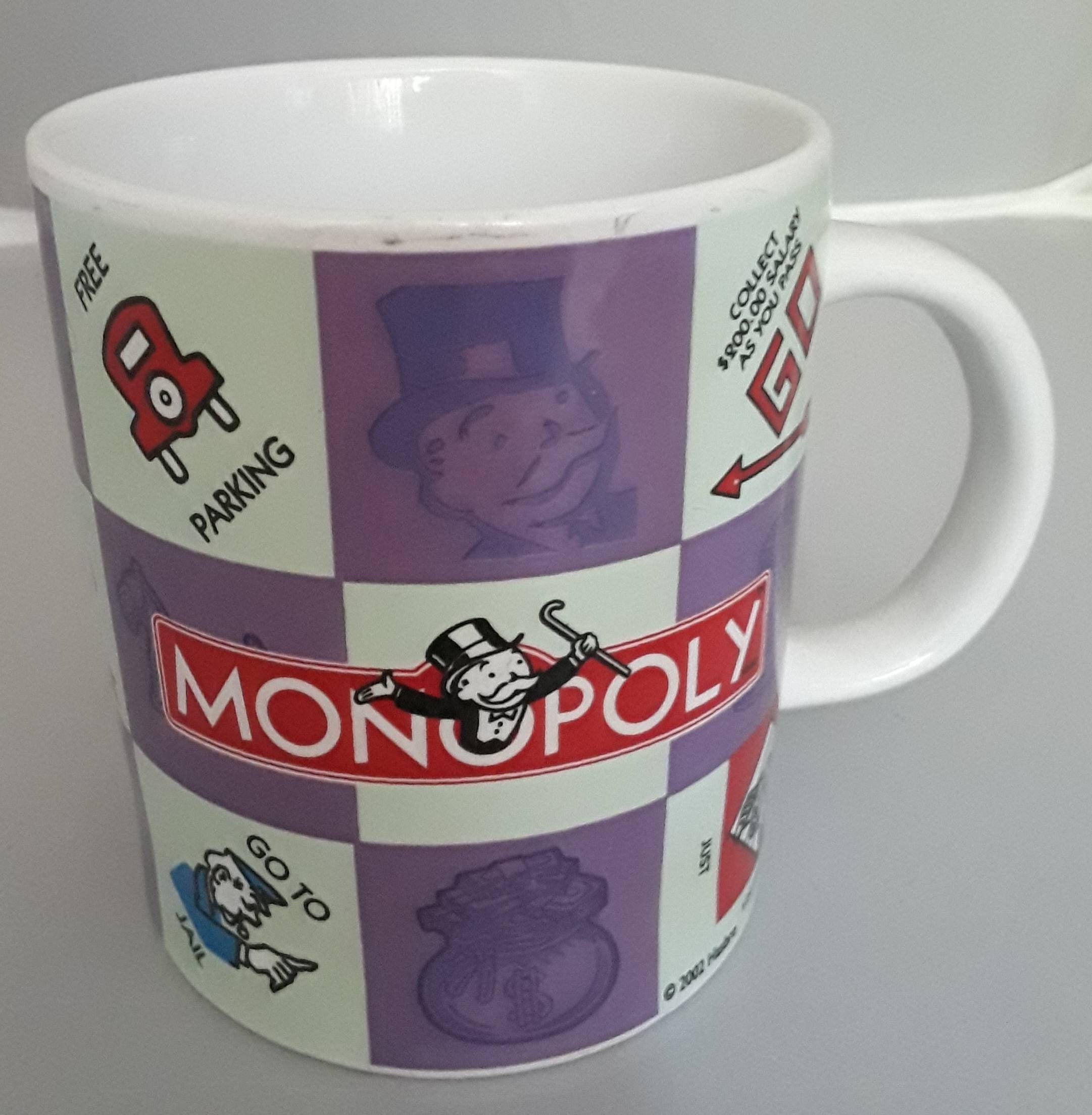 Holds 20 Oz White Car Coffee Cup R Game Piece Mugs Ceramic Monopoly 