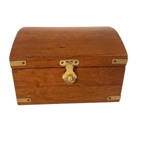 Vintage Wood Jewelry Box, Gold Hardware, Felt Lining