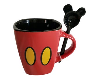 Disney Mickey Mouse Ceramic Coffee Mug with Stirrer Spoon