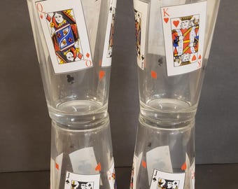 Luminarc Playing Card Glasses, Set of 4, Game Night Drinkware