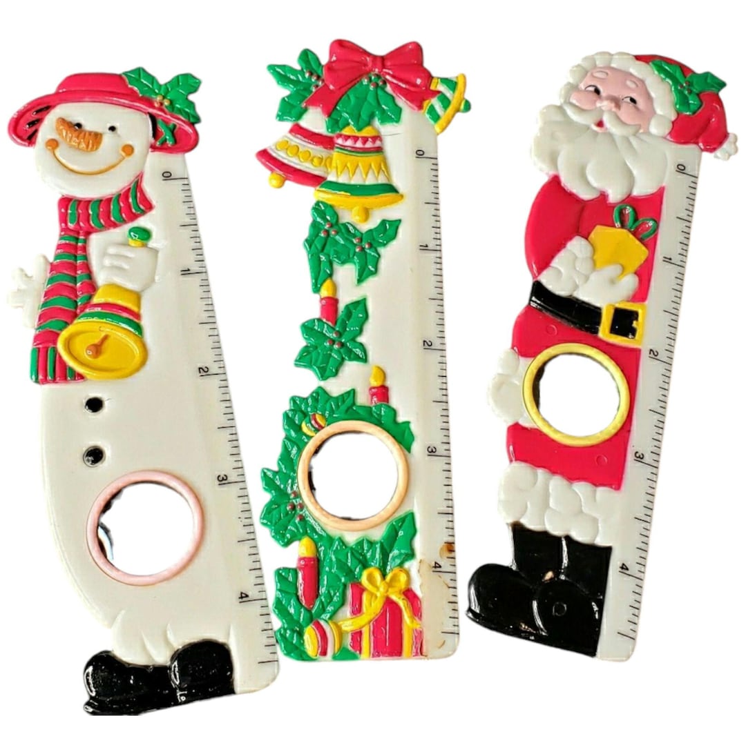 Set of 3 Small Plastic Christmas Rulers With Magnafiers Measure 4.5 ...