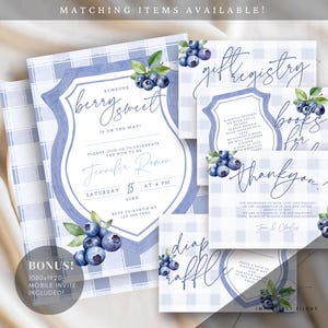 Blueberry Baby Shower Bundle, Evite, Invitation Bundle, Editable Digital Invitation, Berry Sweet Theme, Perfect for Your Celebration