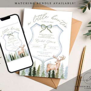 A Little Hunter is on the Way Baby Shower Invite, Editable Duck Hunting Invitation, Digital Download for Boys