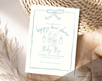 INVITE ONLY Happy Hour Baby Shower Invite, Editable Digital Template, Brunch and Bubbly Theme, Instant Download Invitation