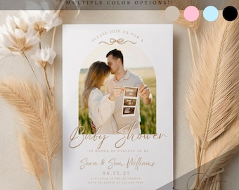 Simple Couples Baby Shower, Couples Baby Shower Invites Set, Stylish Editable Invitation Bundle, Backyard Coed Shower Invite for Couples