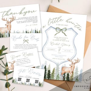 A Little Hunter is on the Way Baby Shower Bundle, Editable Duck Hunting Invitation, Digital Download for Boys