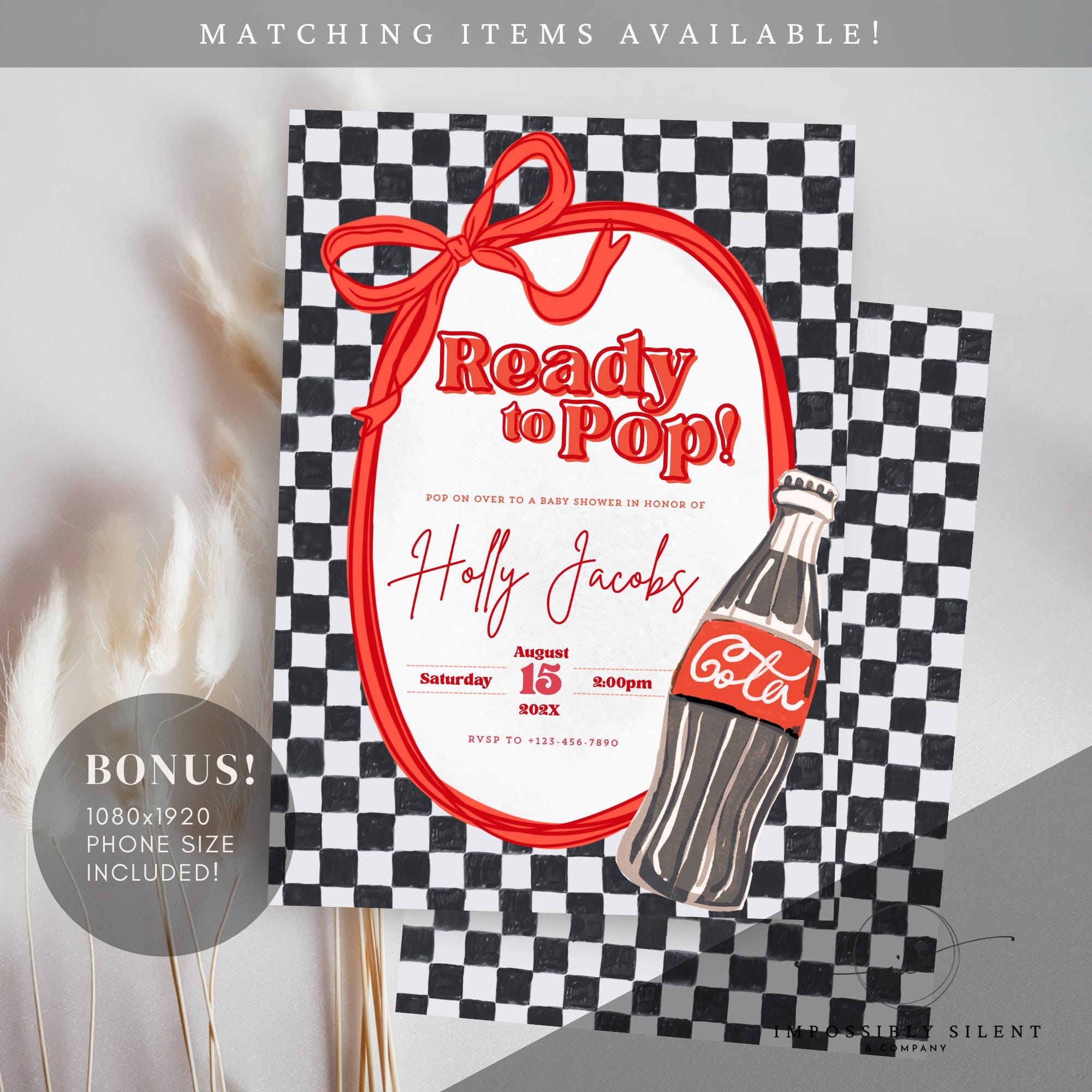 Ready to Pop Soda Baby Shower Invitation, Fun Editable Template, Instant Download, Retro Party Invite