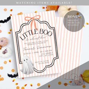 Little Boo Is Almost Due Baby Shower Invitation • Halloween Baby Shower Template • Editable Canva Invite • Fall Baby Shower Digital Download