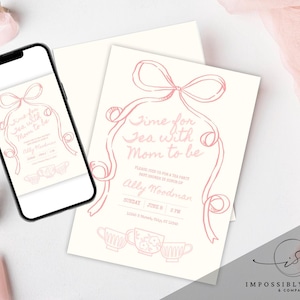 Tee mit der Mutter, die digitale Babyparty-Einladung, bearbeitbare Vorlage, sofortiger Download, Tee-Partyfeier einlädt