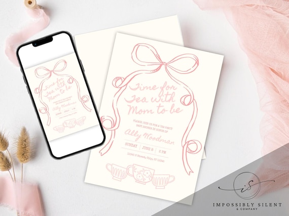 Tea with the Mom to Be Digital Baby Shower Invite, Editable Template, Instant Download, Tea Party Celebration