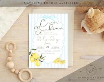 Invitación para baby shower "Ciao", plantilla personalizable para baby shower italiano, descarga instantánea, diseño "Ciao Bambino"