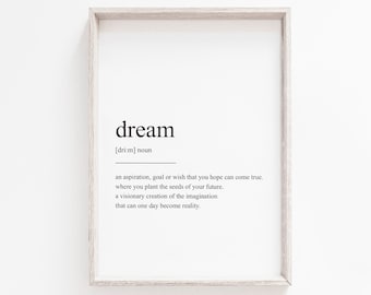 Dream Definition, Printable, Art Print, Printable Definition, Quote Print, Wall Art Print, Dream, Definition Print, Instant Download, Quote