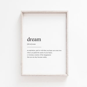 Dream Definition, Printable, Art Print, Printable Definition, Quote Print, Wall Art Print, Dream, Definition Print, Instant Download, Quote